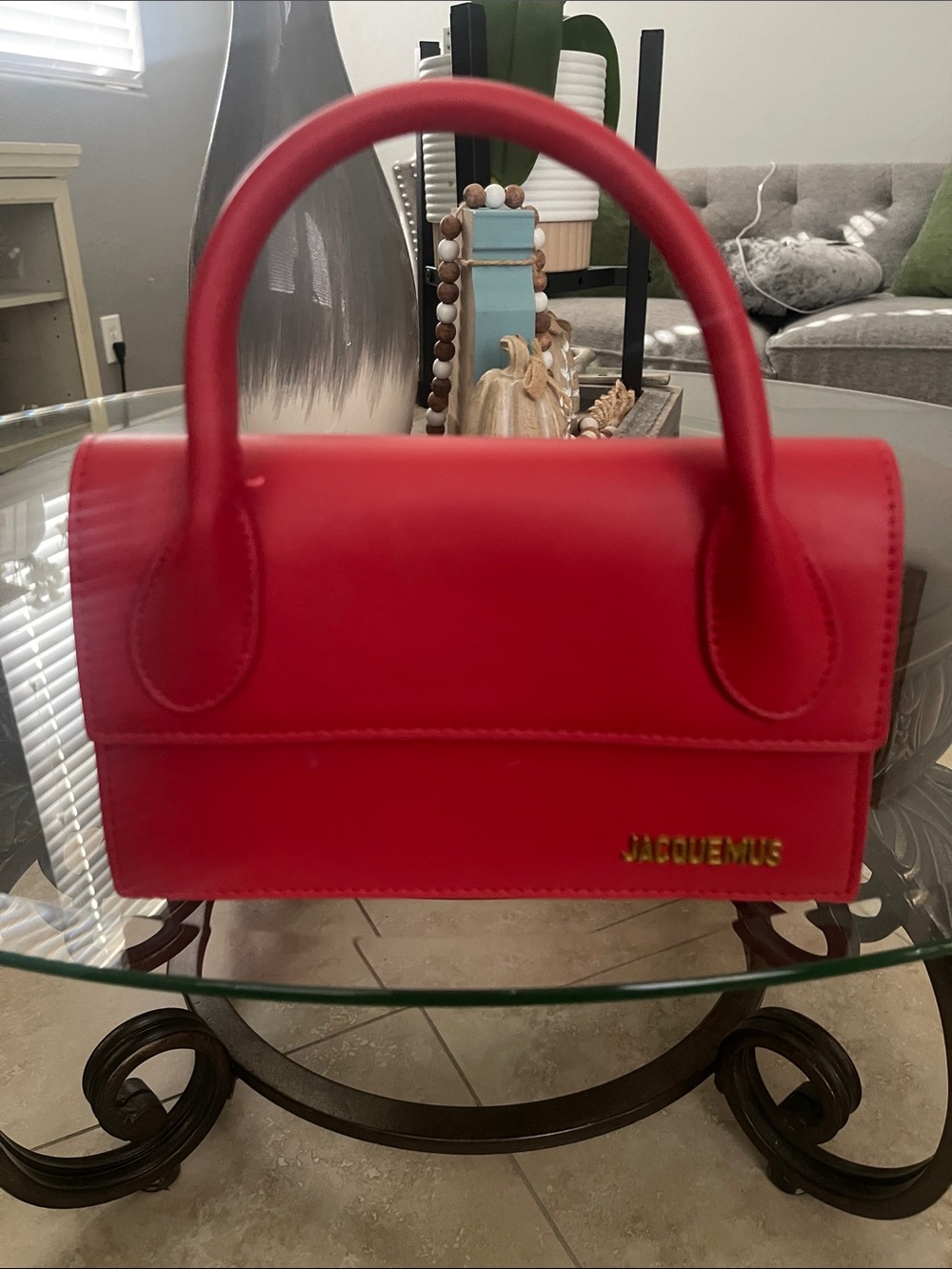 Red Mini Top-Handle Leather Bag